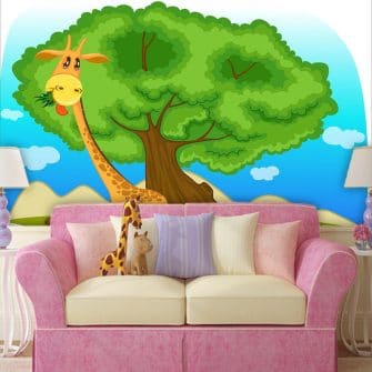 Tapeta żyrafa i drzewo