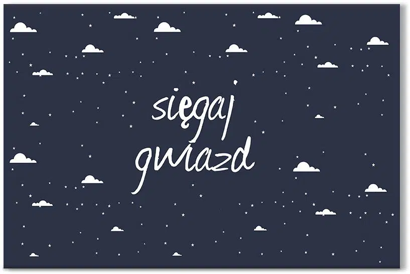 modny obraz do pokoju dziecięcego z chmurkami obraz z motywem gwiazd i chmurek