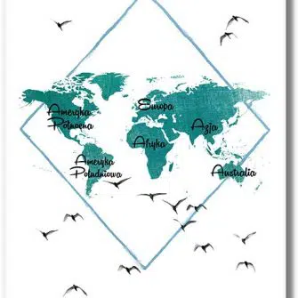 Obraz mapa świata i mewy