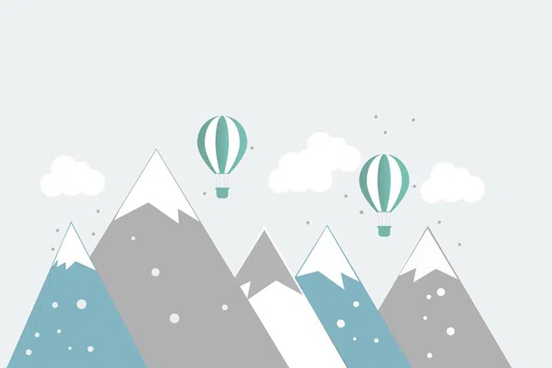 fototapeta z górami i balonami dla dzieci