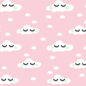 Tapeta z chmurami na różowym tle do pokoju dziewczynki