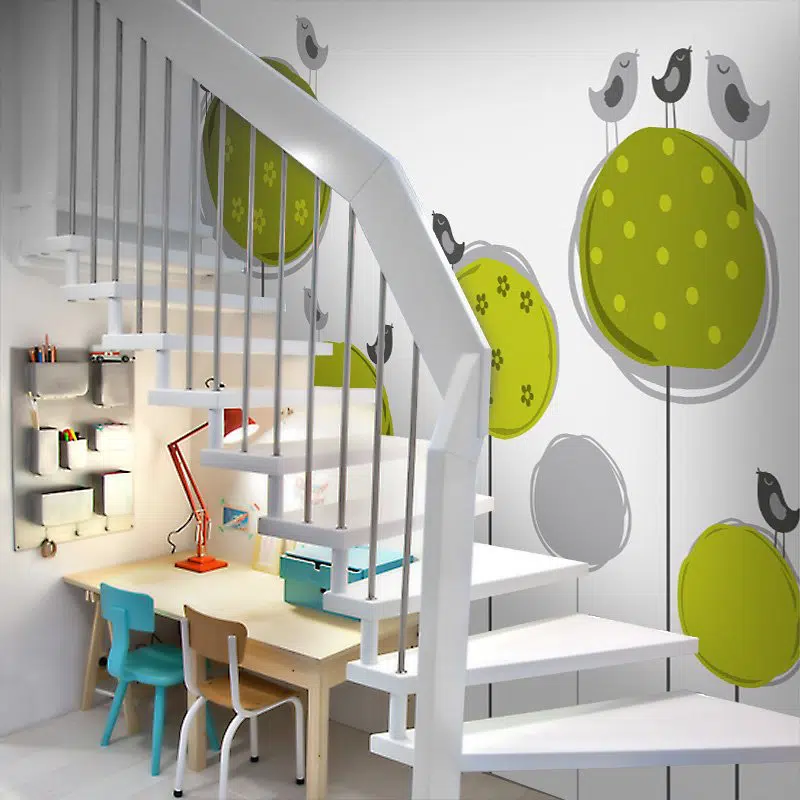 Tapeta ptaszki na zielonym drzewku Fototapeta z zielonym drzewkiem