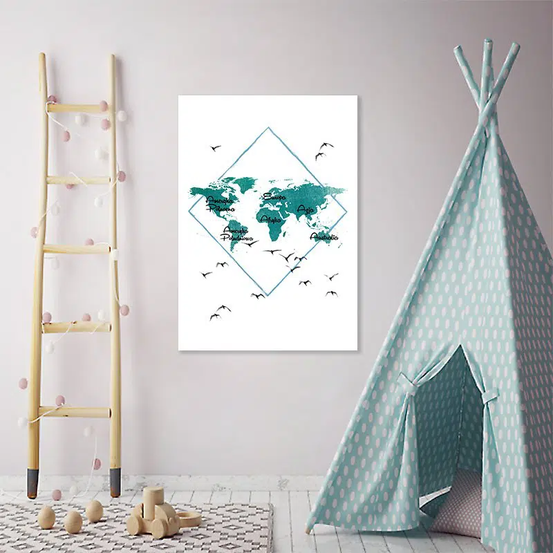 Obraz dla dzieci z mapą Mapa świata dla dzieci