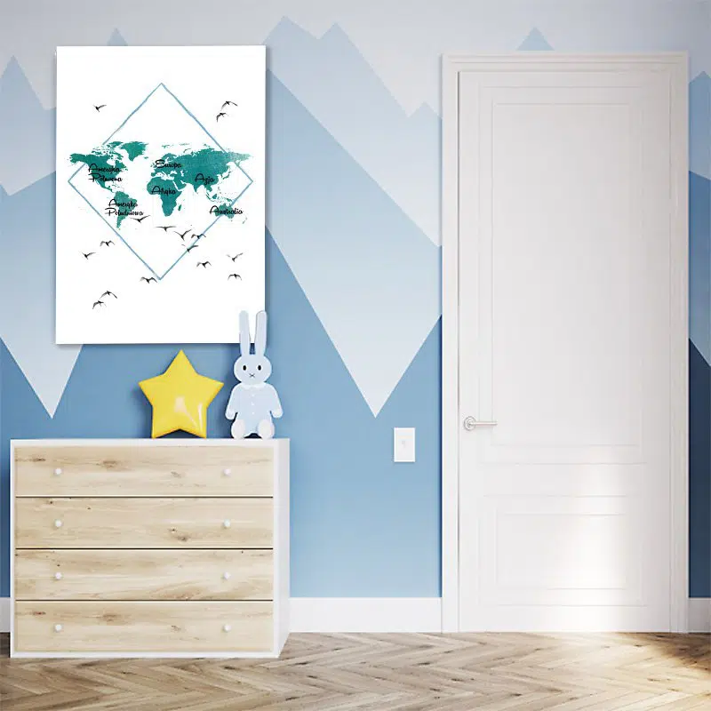 Mapa świata na obrazie Obraz do dekoracji pokoju dziecięcego z mapą
