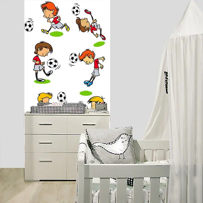 fototapeta z małymi piłkarzami tapeta z piłkarzami do pokoju dziecka