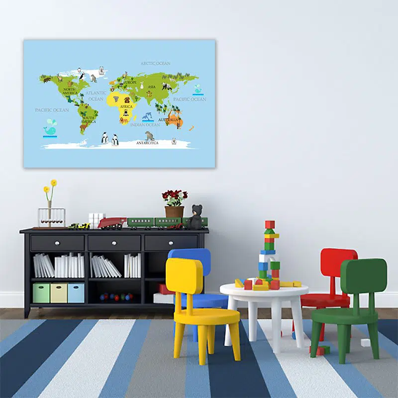 Obraz mapa dla chłopca i dziewczynki Obraz mapa świata