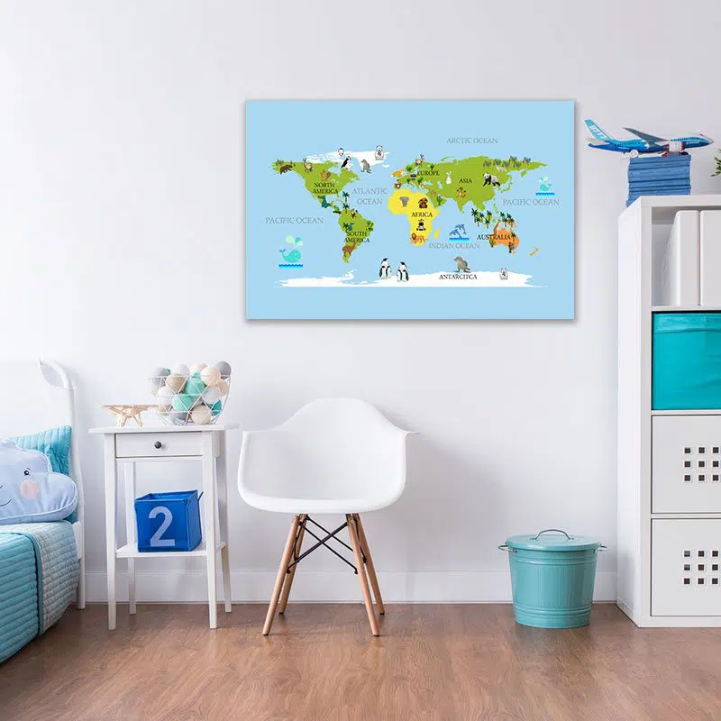 Obraz kolorowa mapa Obraz mapa świata