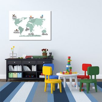 mapa ze zwierzakami na ścianę dla dziecka