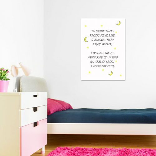 plakat z paciorkiem nad łóżeczko dziecka