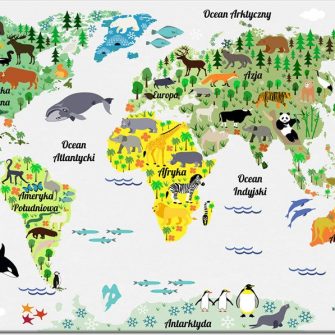 plakat z mapą zwierząt