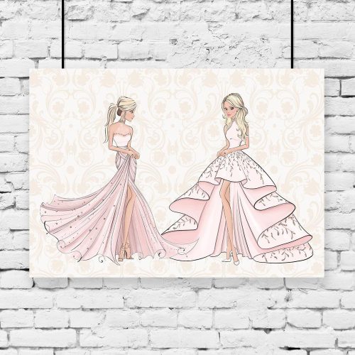 Plakat dwie księżniczki w sukniach