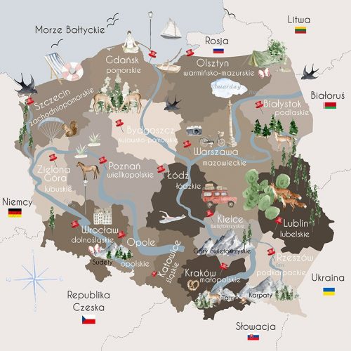 Fototapeta z mapą Polski