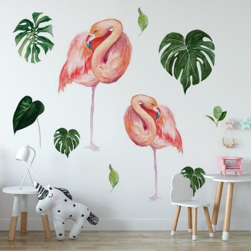 naklejka tropikalne flamingi