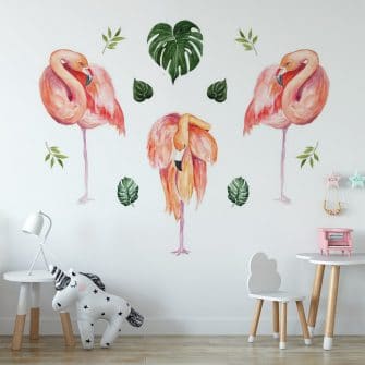 naklejka tropikalne flamingi w pokoju dziecięcym