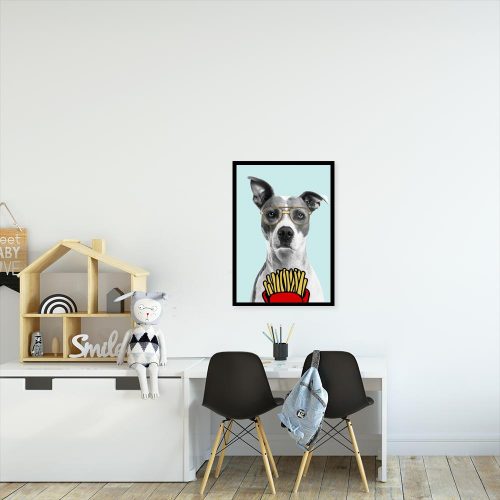plakat śmiesznego psa nad stolik