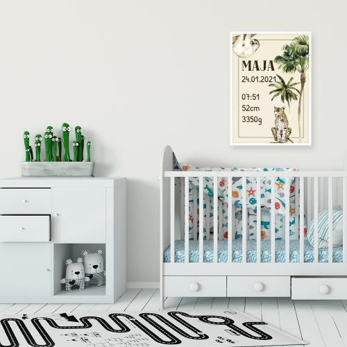 plakat z metryczką nad łóżeczko dziecka