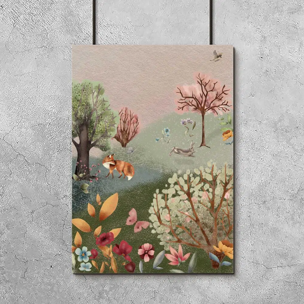 Barwny plakat dla dziewczynki - Kwiecista łąka Barwny plakat dla dziewczynki - Kwiecista łąka