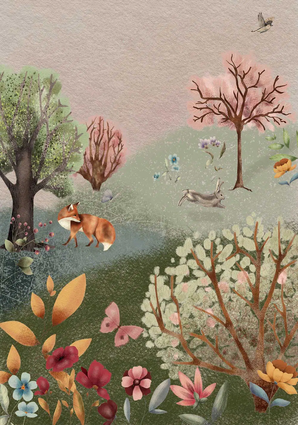 Barwny plakat dla dzieci - Kwiecista łąka Barwny plakat dla dzieci - Kwiecista łąka