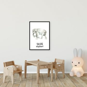 Plakat edukacyjny ze słoniem dla dzieci