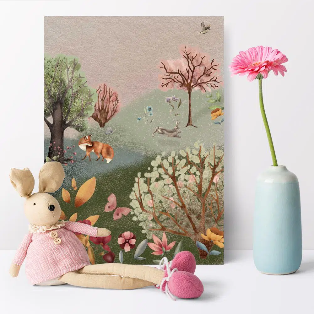 Kolorowy plakat dla dziewczynki - Kwiecista łąka Kolorowy plakat dla dziewczynki - Kwiecista łąka