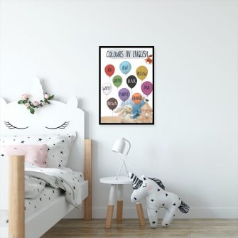 Dydaktyczny plakat dla dzieci z nazwami kolorów