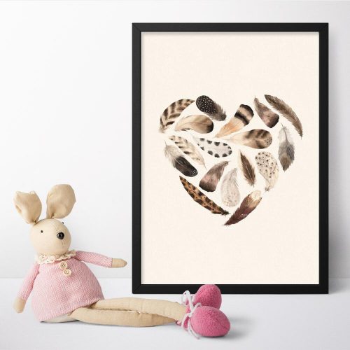 Plakat z brązowymi piórkami do pokoju niemowlaka