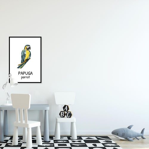 Plakat z papugą dla dzieci