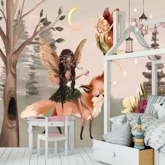 Leśna foto-tapeta dla dzieci z lisem i elfem