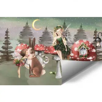 Tapeta z wróżkami i muchomorkami