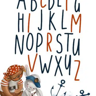 Plakat dziecięcy z alfabetem - marynarze