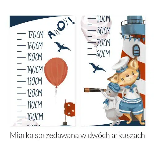 Niebieska miarka dla dzieci z marynistycznym motywem