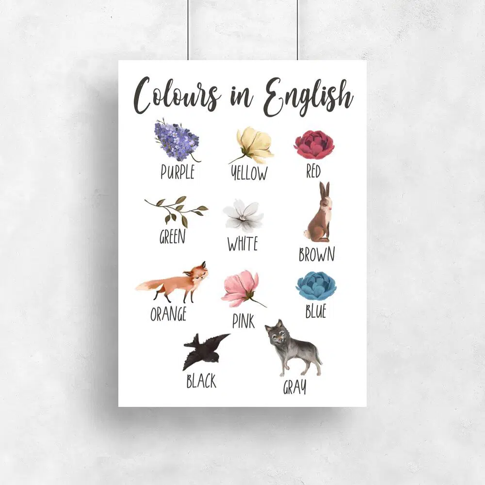 Edukacyjny plakat dziecięcy z kolorami - Fioletowy bez