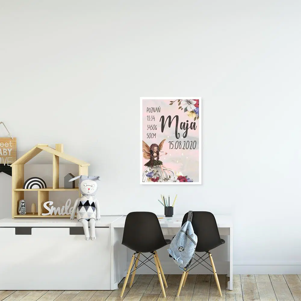 Plakat imienny dla dziewczynki - Wróżka na filiżance Plakat imienny dla dziewczynki - Wróżka na filiżance