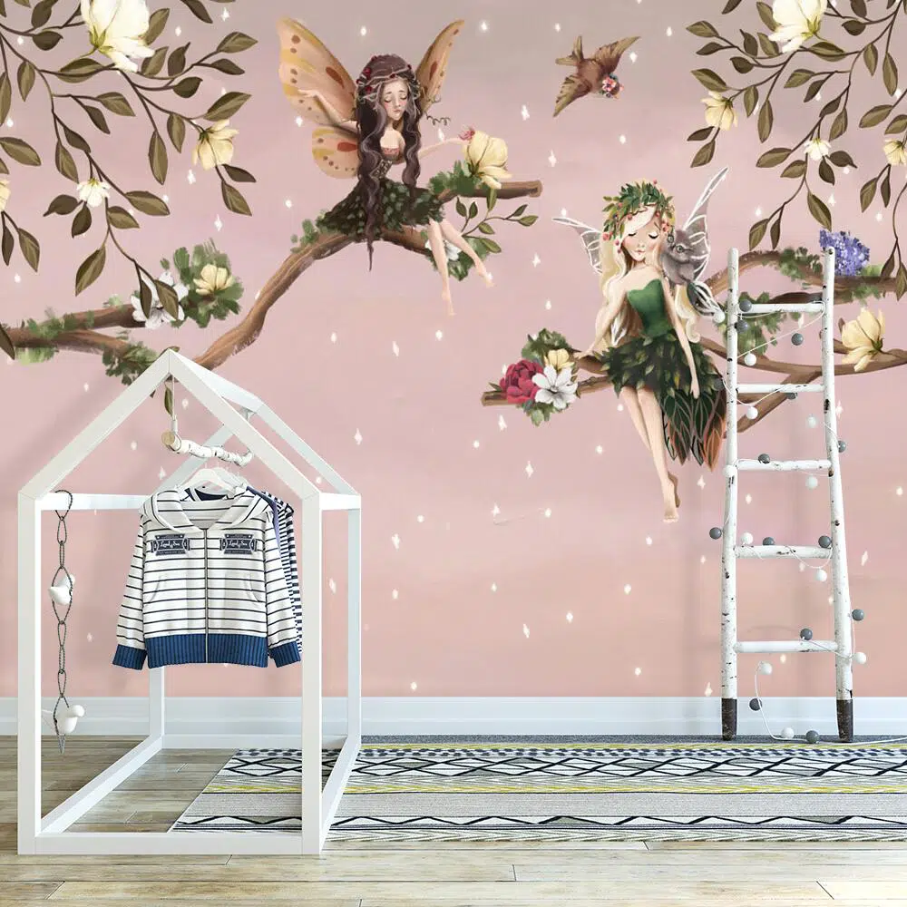 Foto-Tapeta dla dzieci dwie wróżki na gałązce Foto-Tapeta dla dzieci dwie wróżki na gałązce