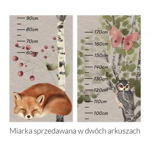 Miarka wzrostu z leśnymi zwierzaczkami dla chłopca