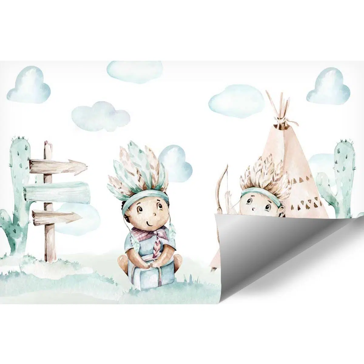 Tipi i Bajkowi Indianie - fototapeta Tipi i Bajkowi Indianie - fototapeta