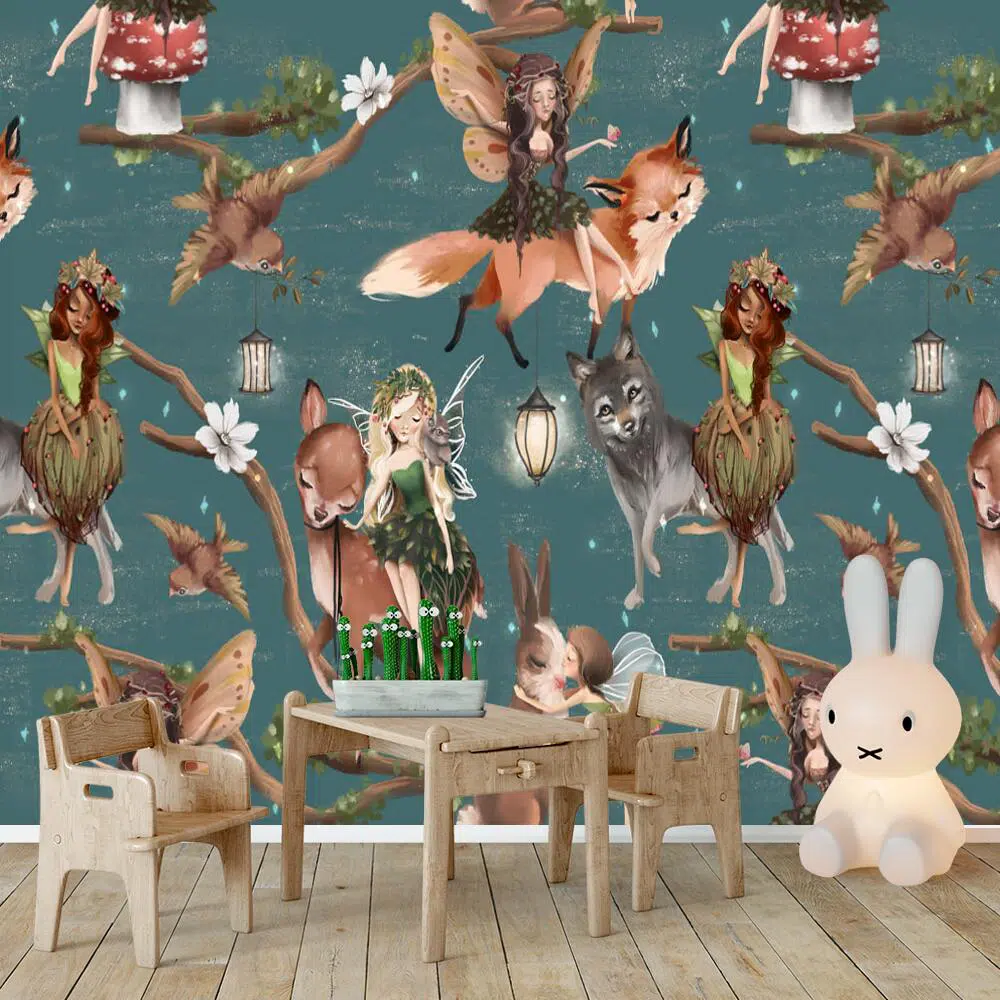 Ptaszki i Lampiony - fototapeta dla dzieci Ptaszki i Lampiony - fototapeta dla dzieci