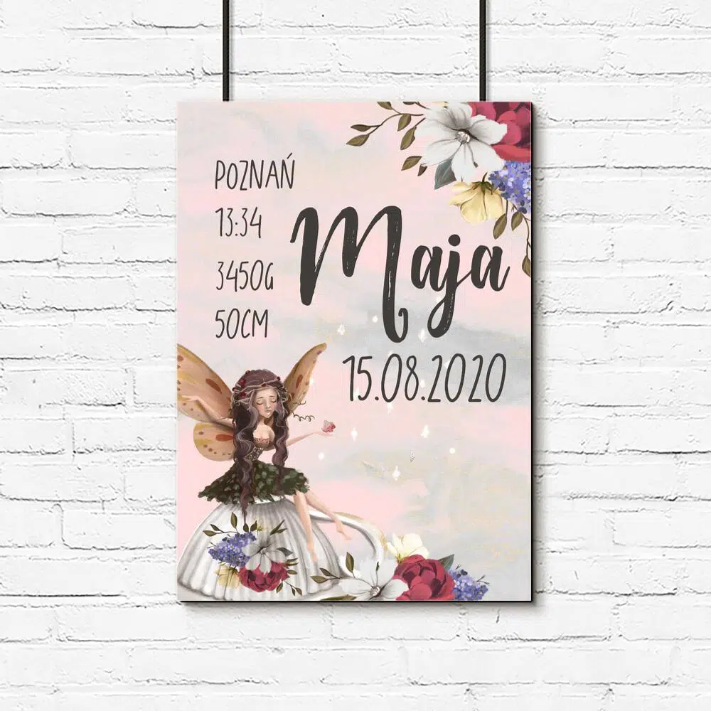 Plakat imienny dla dzieci - Wróżka na filiżance Plakat imienny dla dzieci - Wróżka na filiżance