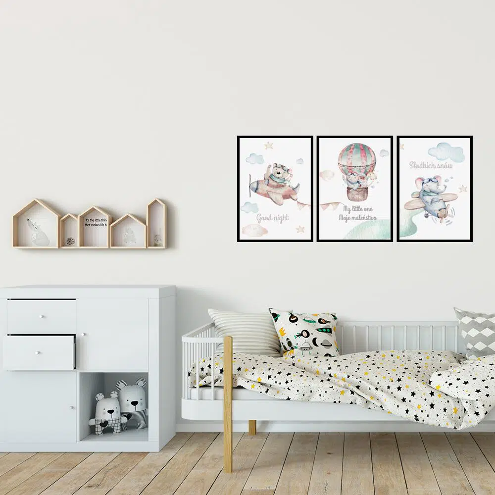 plakat tryptyk balon i samoloty