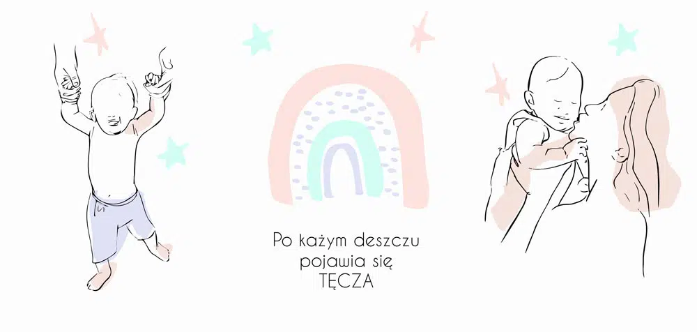 Tryptyk mama z dzieckiem i tęcza