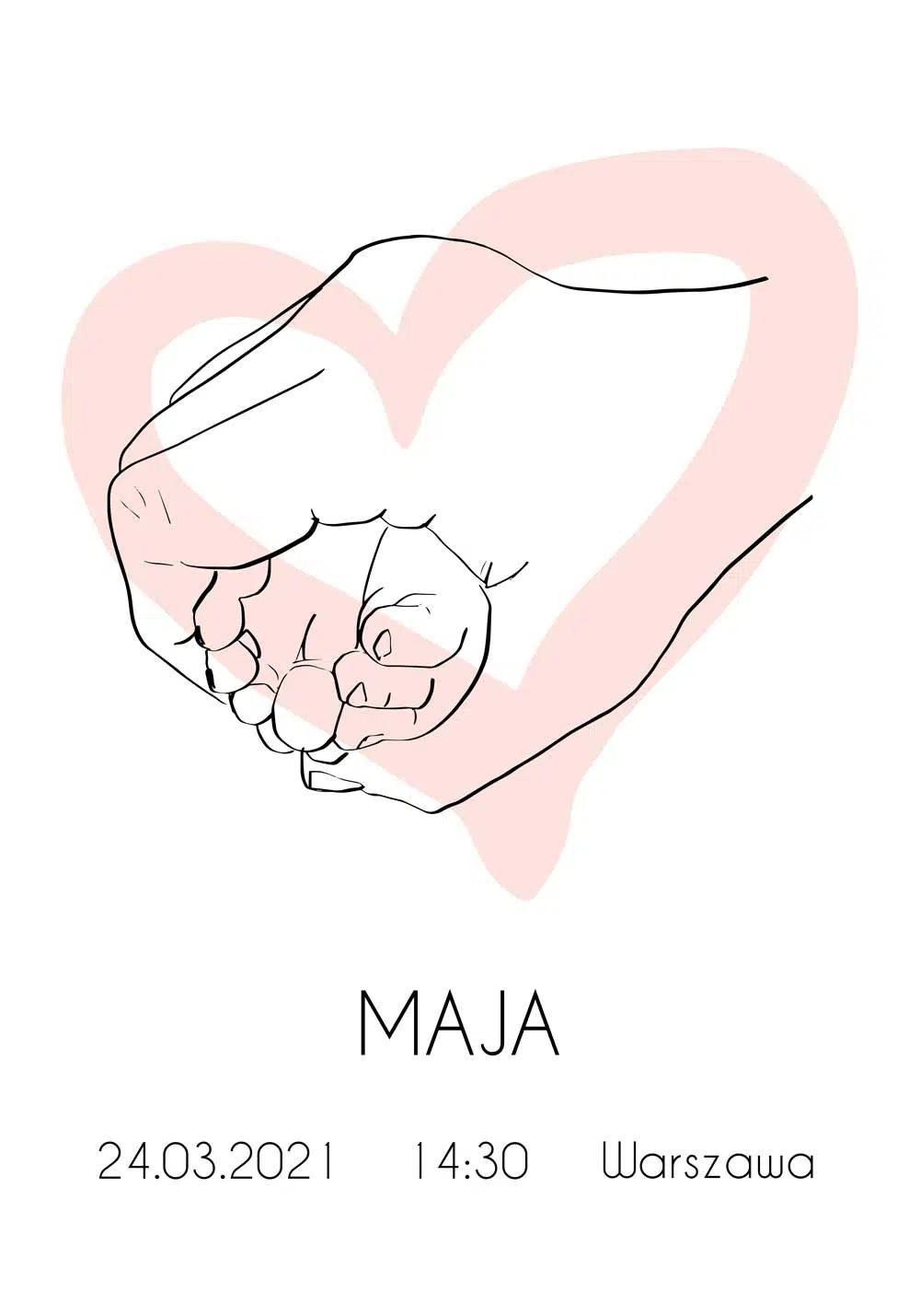 Plakat imienny dla dziewczynki do dekoracji ściany z motywem line art