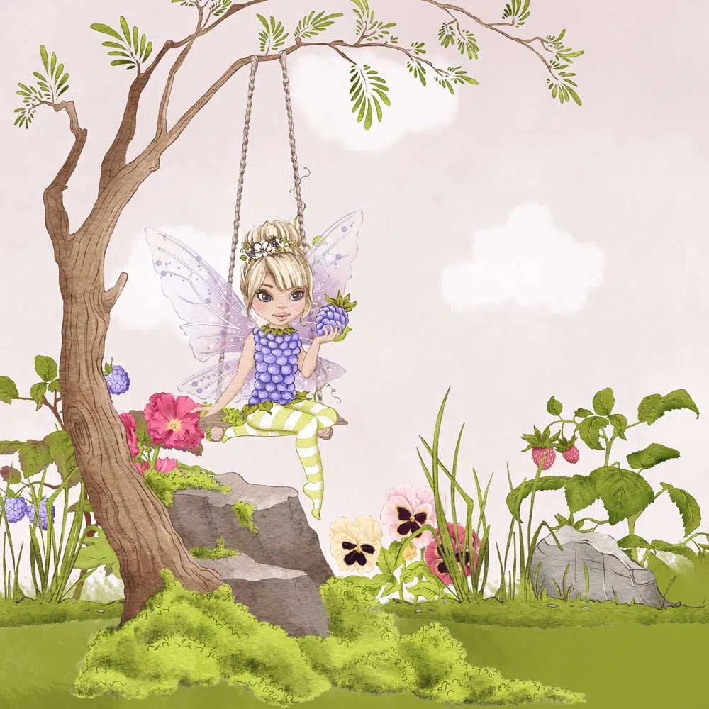 Tapeta z kwiatami i rusałką