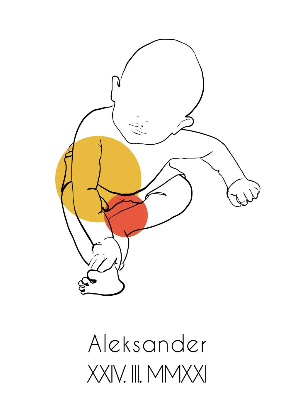 Artystyczny plakat pomarańczowy line art dla chłopca