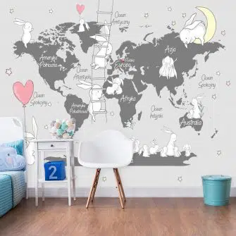 Foto-tapeta z mapą świata do pokoju dzieci