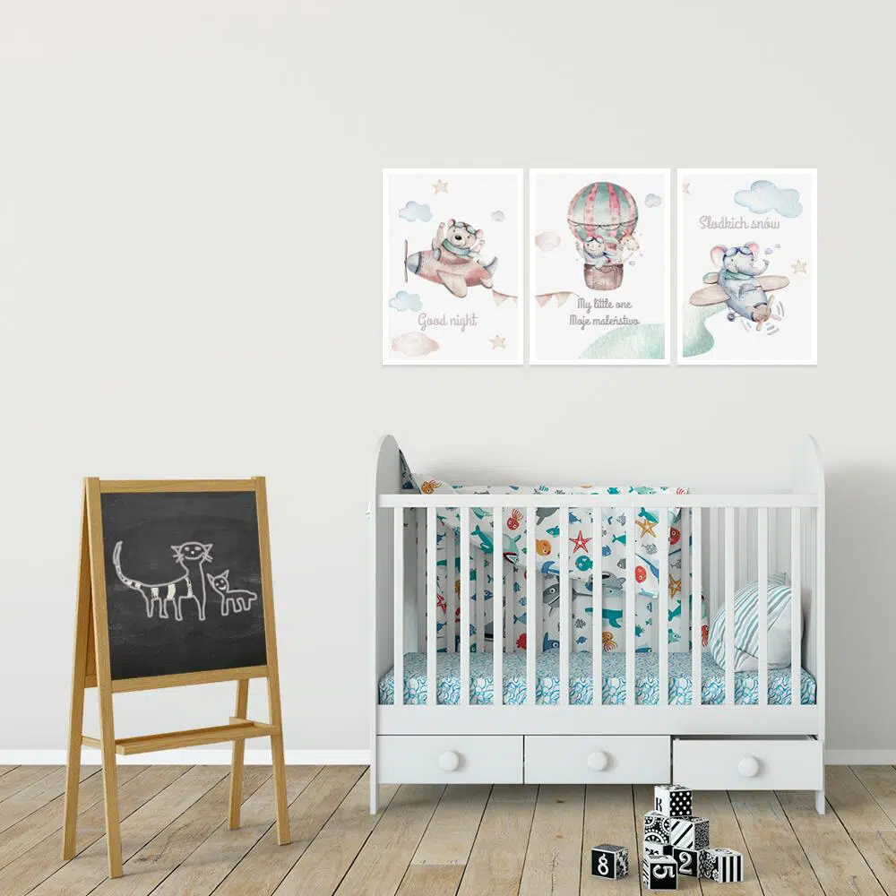 plakat tryptyk balon i samoloty