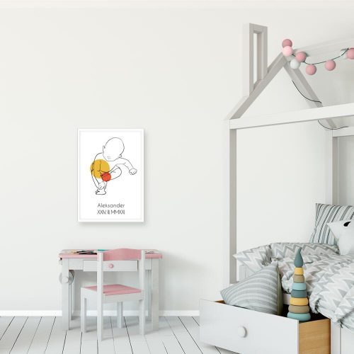 Pomarańczowy plakat line art do dziecinnego pokoju