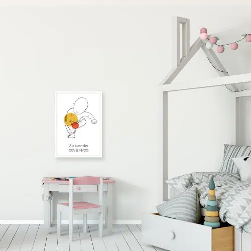 Pomarańczowy plakat line art do dziecinnego pokoju