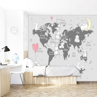 Dziecięca mapa świata na tapecie