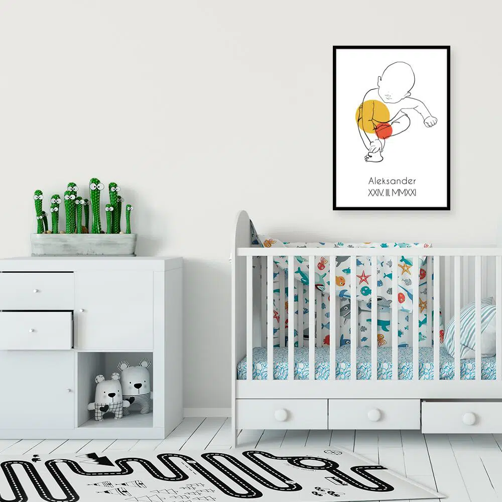 Artystyczny plakat dla dzieci w kolorze pomarańczowym