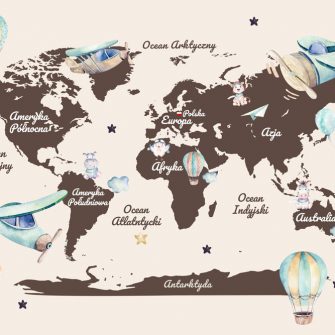 Fototapeta dla dzieci z mapą świata i balonami